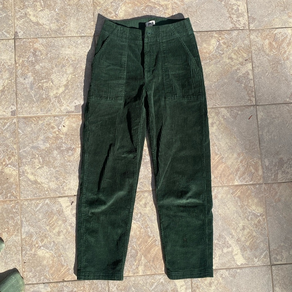 Pact Organic Cotton Emerald Green Corduroy Straight Leg Pants Trousers Medium